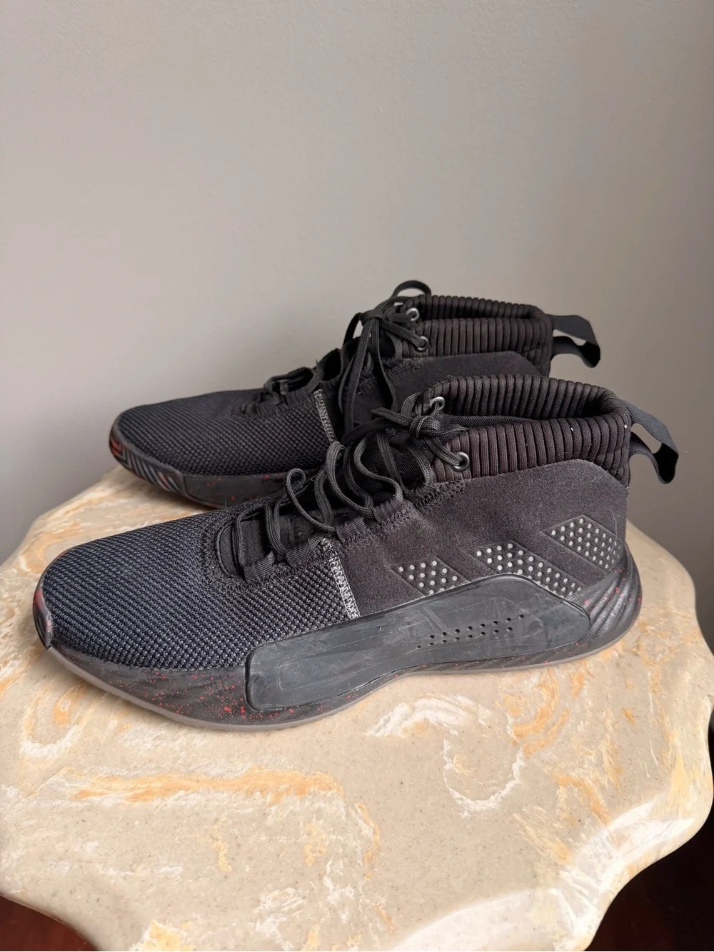 Adidas Dame 5 People’s Champ Men's 11 Black High-Top Sneakers Breathable Knit